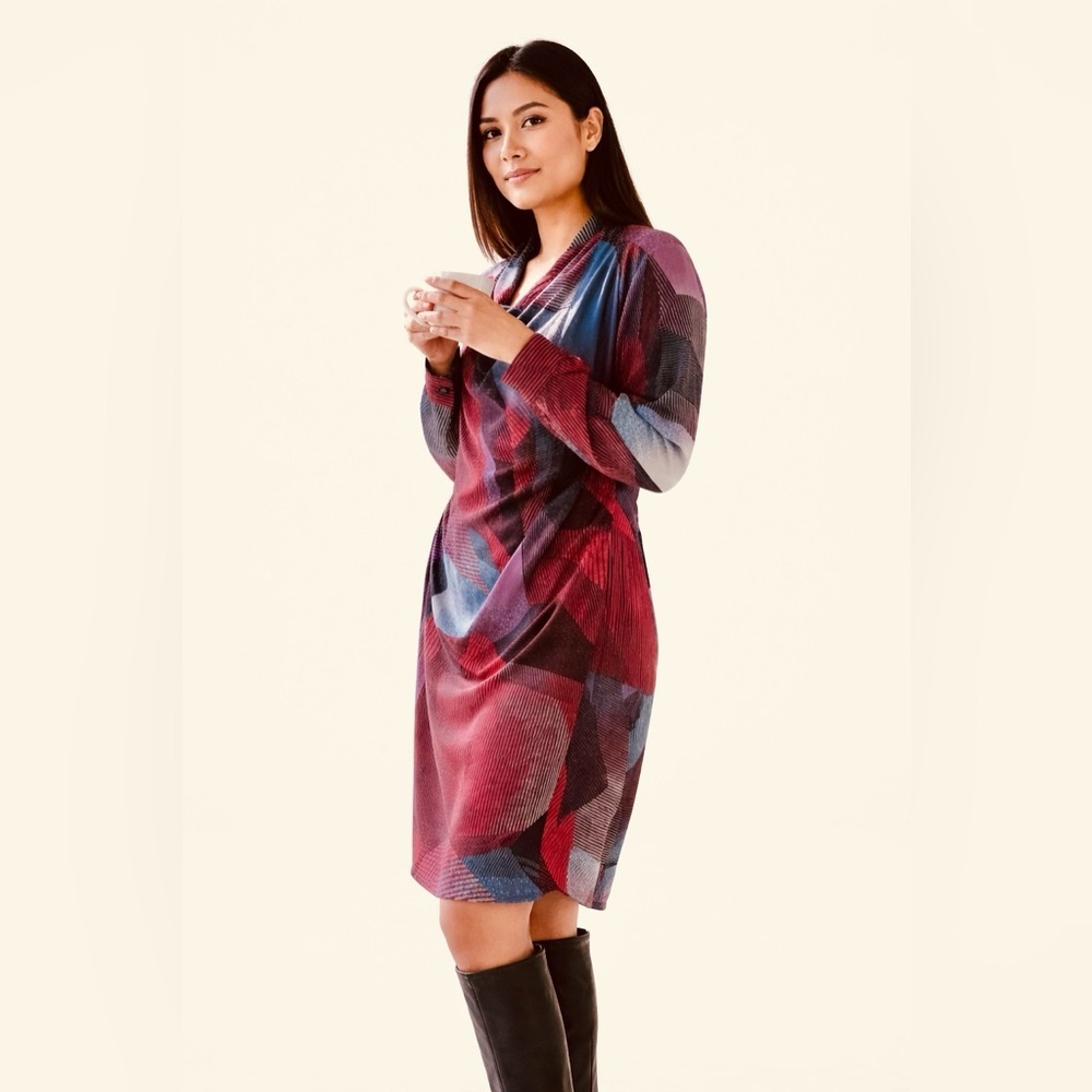 Robert Rodriguez Women's Faux Wrap Shirt Mini Dress Geometric Multicolor XL
